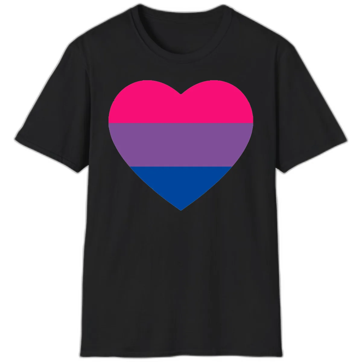 Bisexual Pride Heart T-Shirt in Black