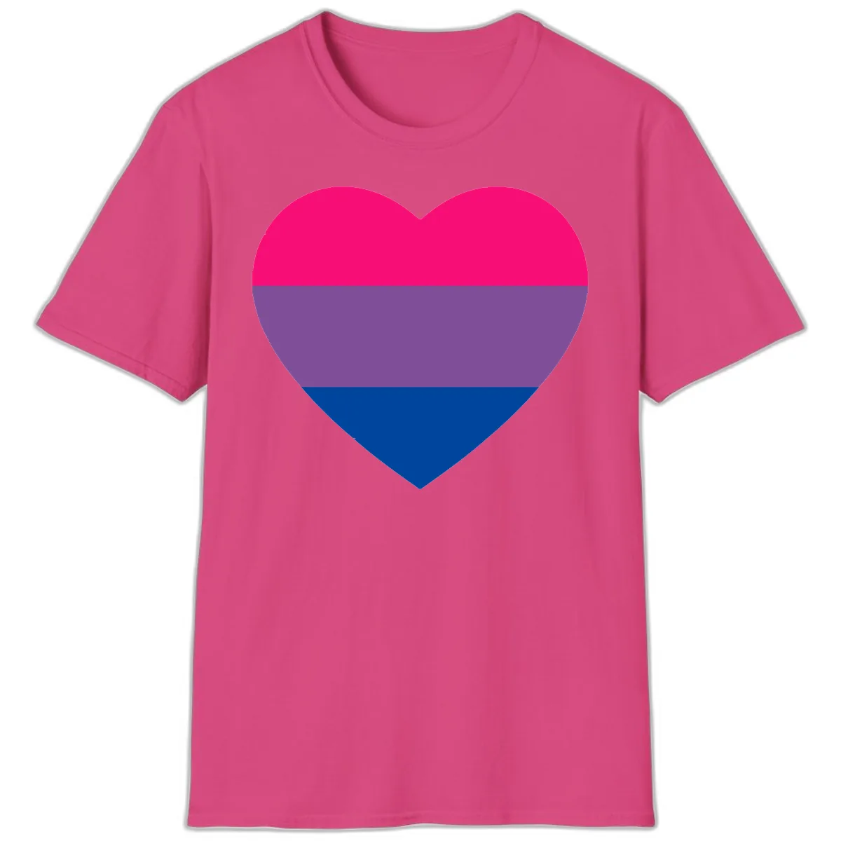 Bisexual Pride Heart T-Shirt in Heliconia