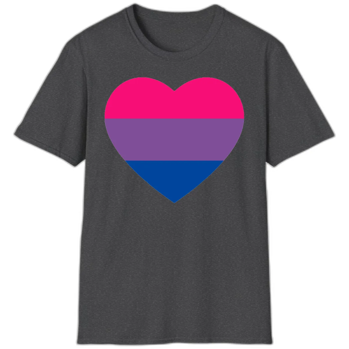 Bisexual Pride Heart T-Shirt in Dark Heather