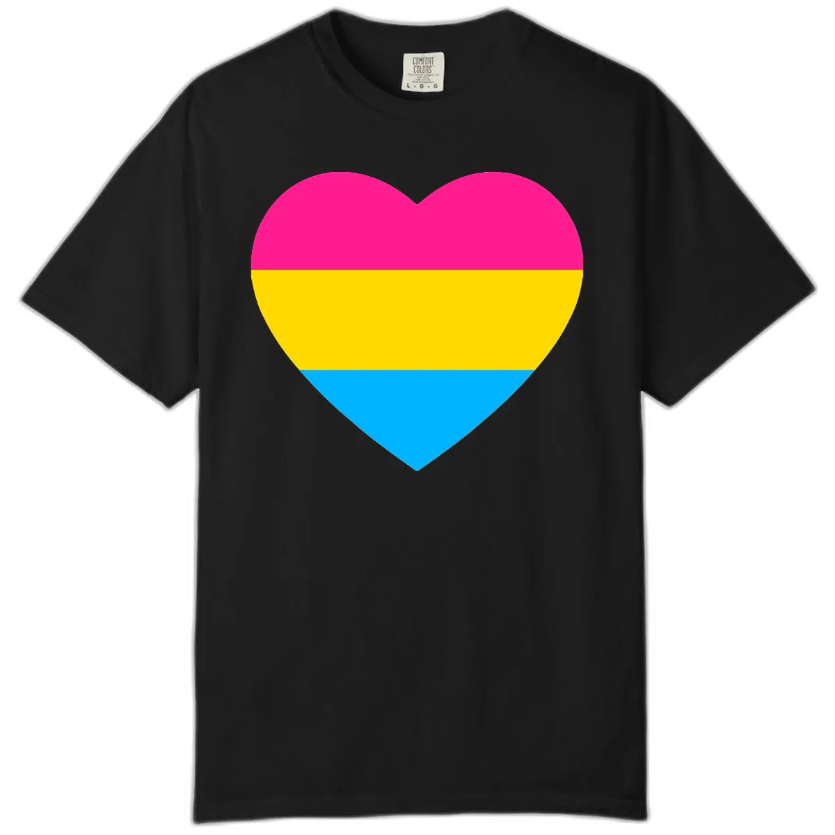 Pansexual Pride Heart Comfort Color in Black