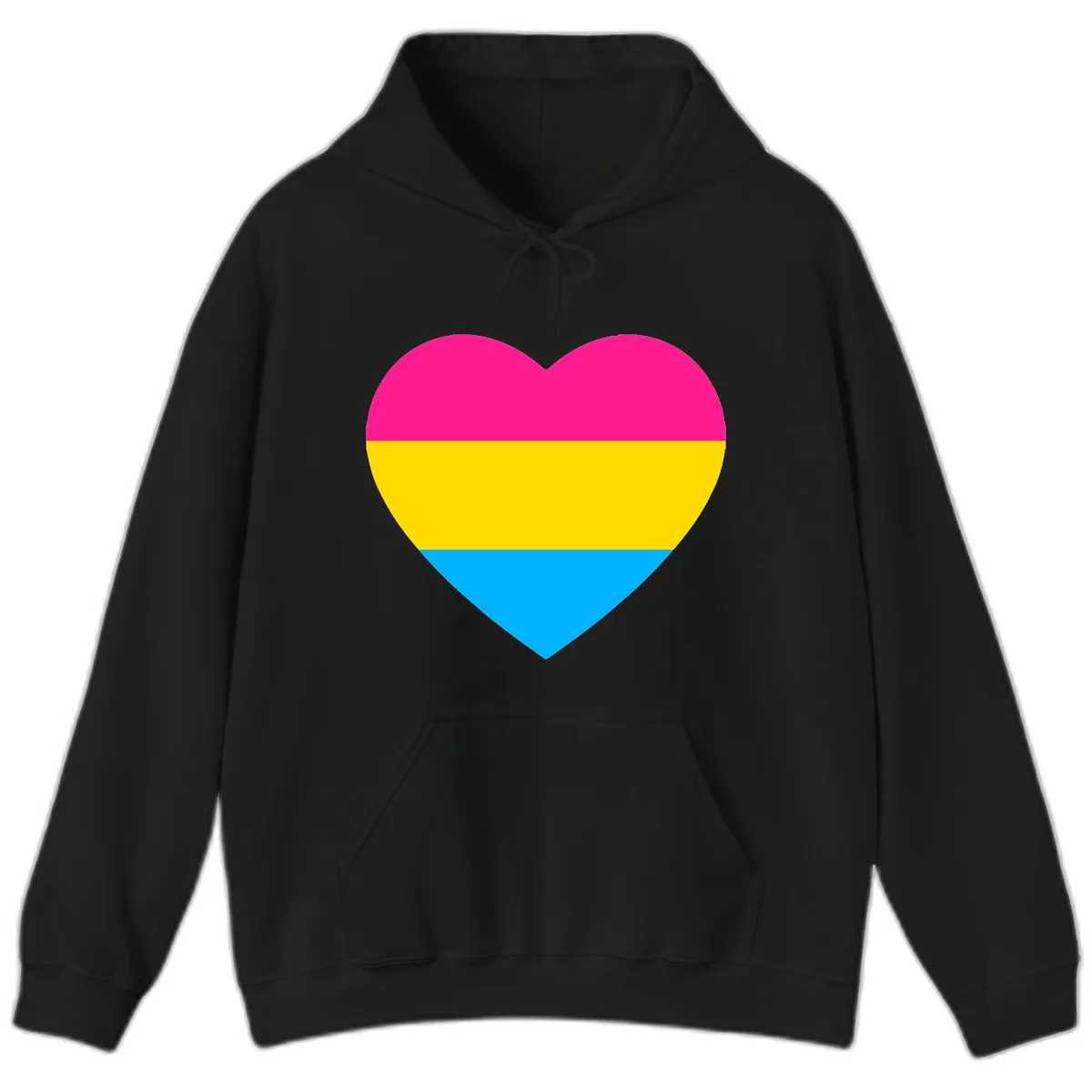Pansexual Pride Heart Hoodie in Black