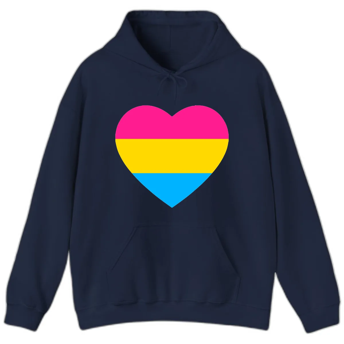 Pansexual Pride Heart Hoodie in Navy