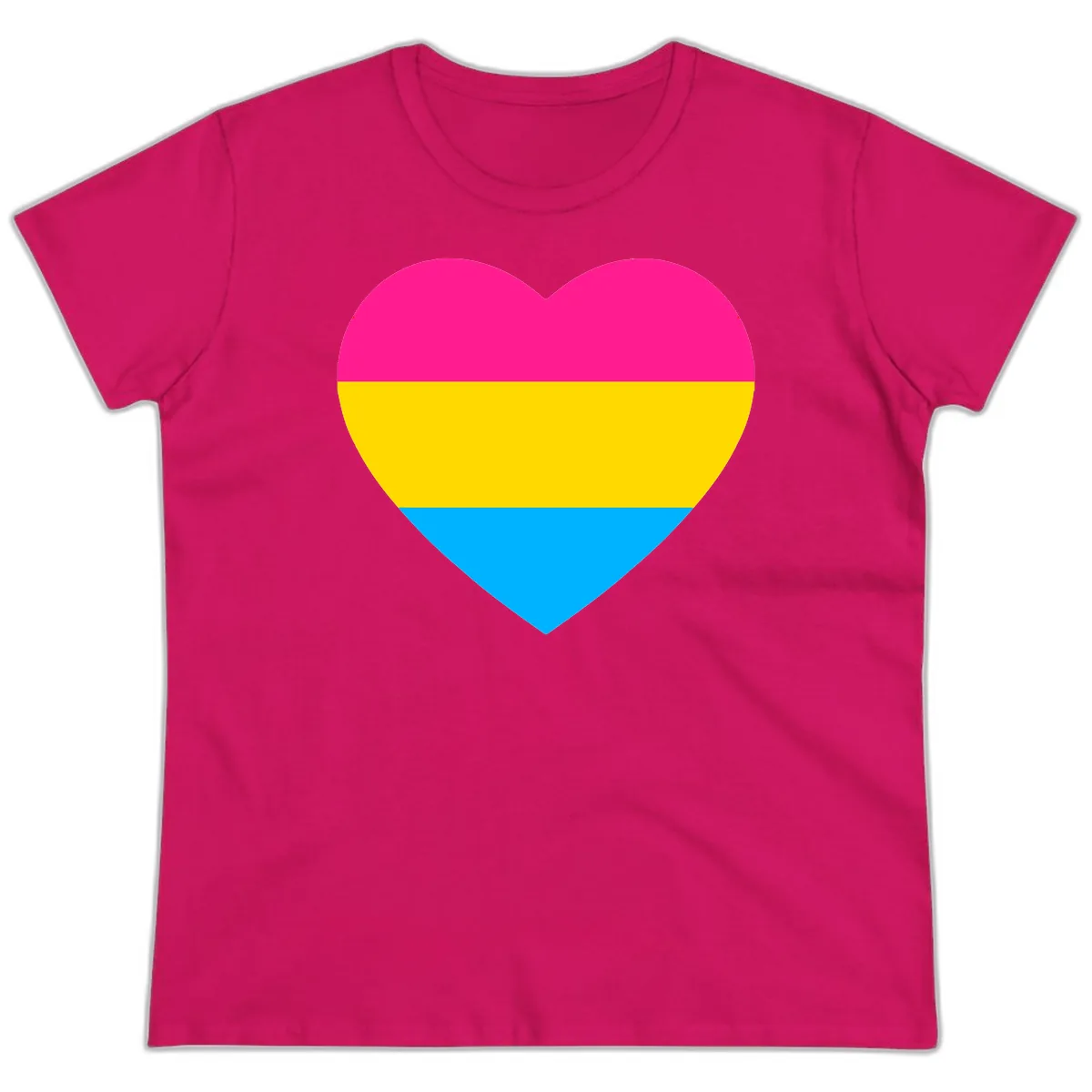 Pansexual Pride Heart Ladies Tee in Heliconia