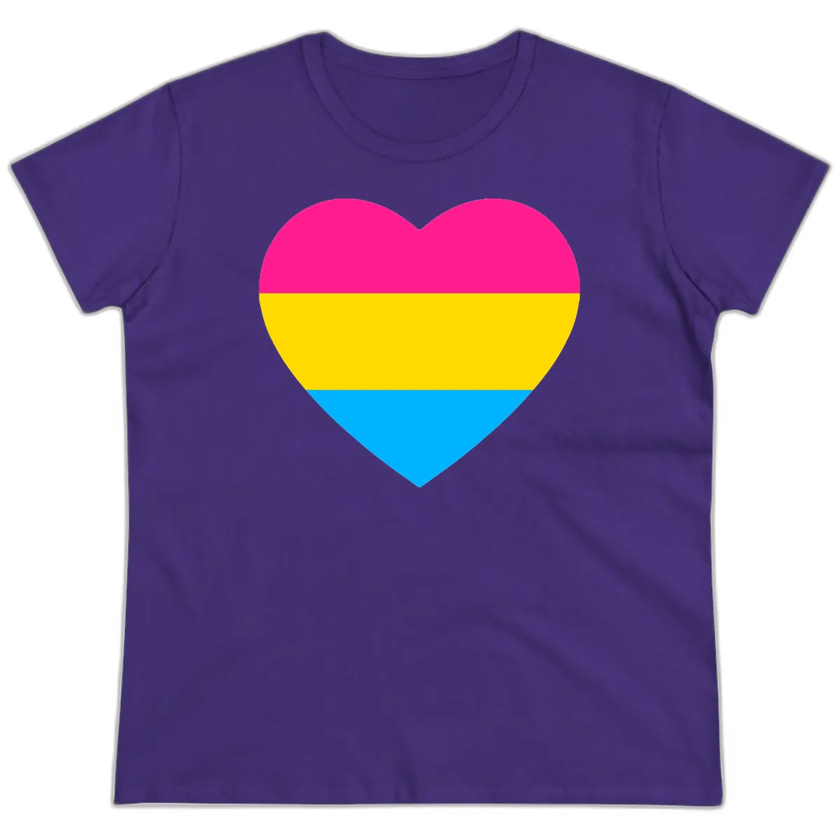 Pansexual Pride Heart Ladies Tee in Purple