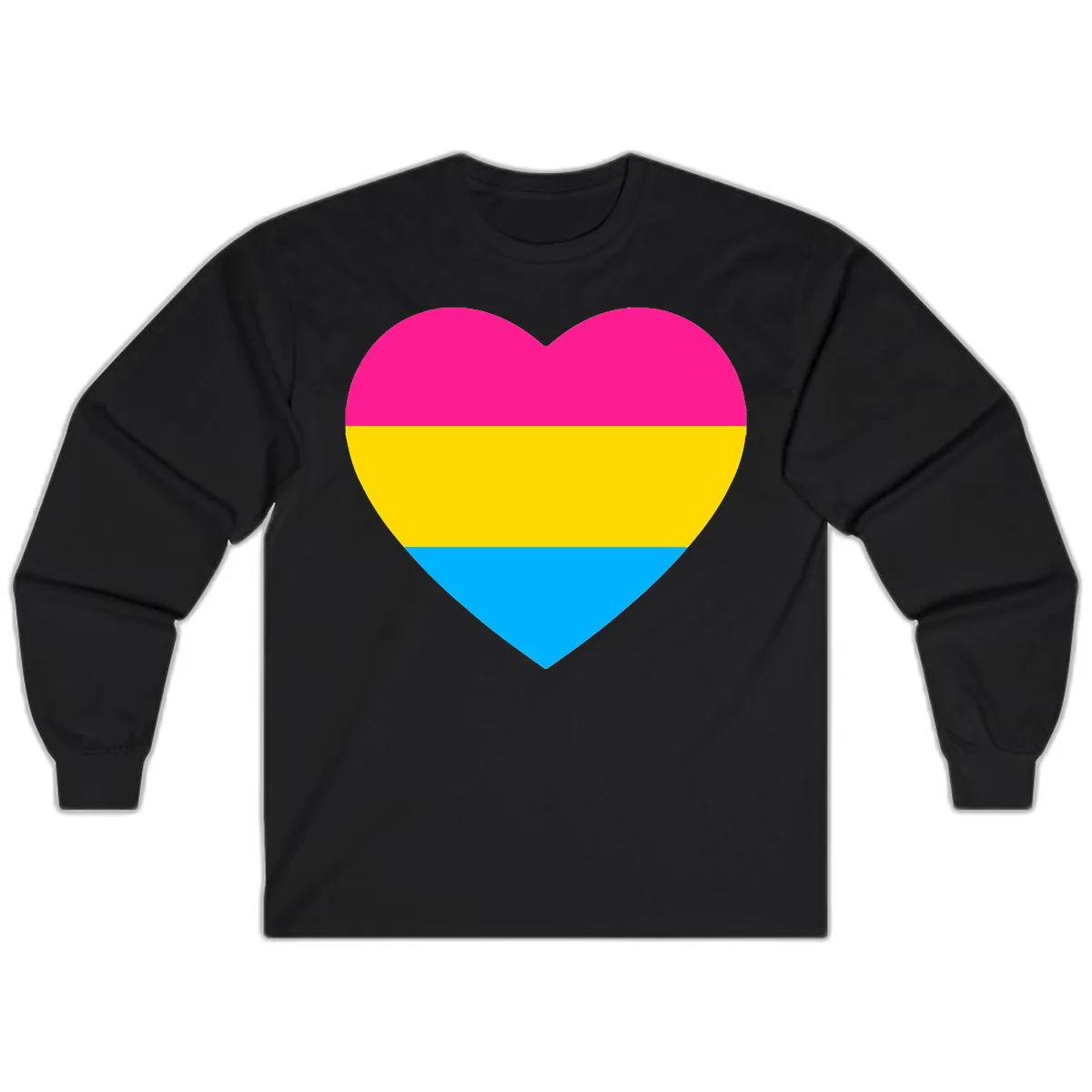 Pansexual Pride Heart Long Sleeve in Black