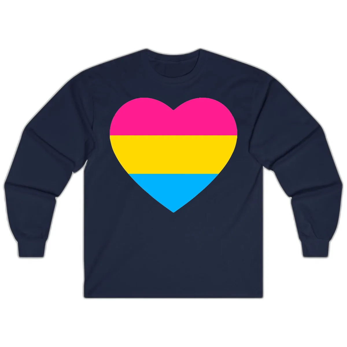 Pansexual Pride Heart Long Sleeve in Navy