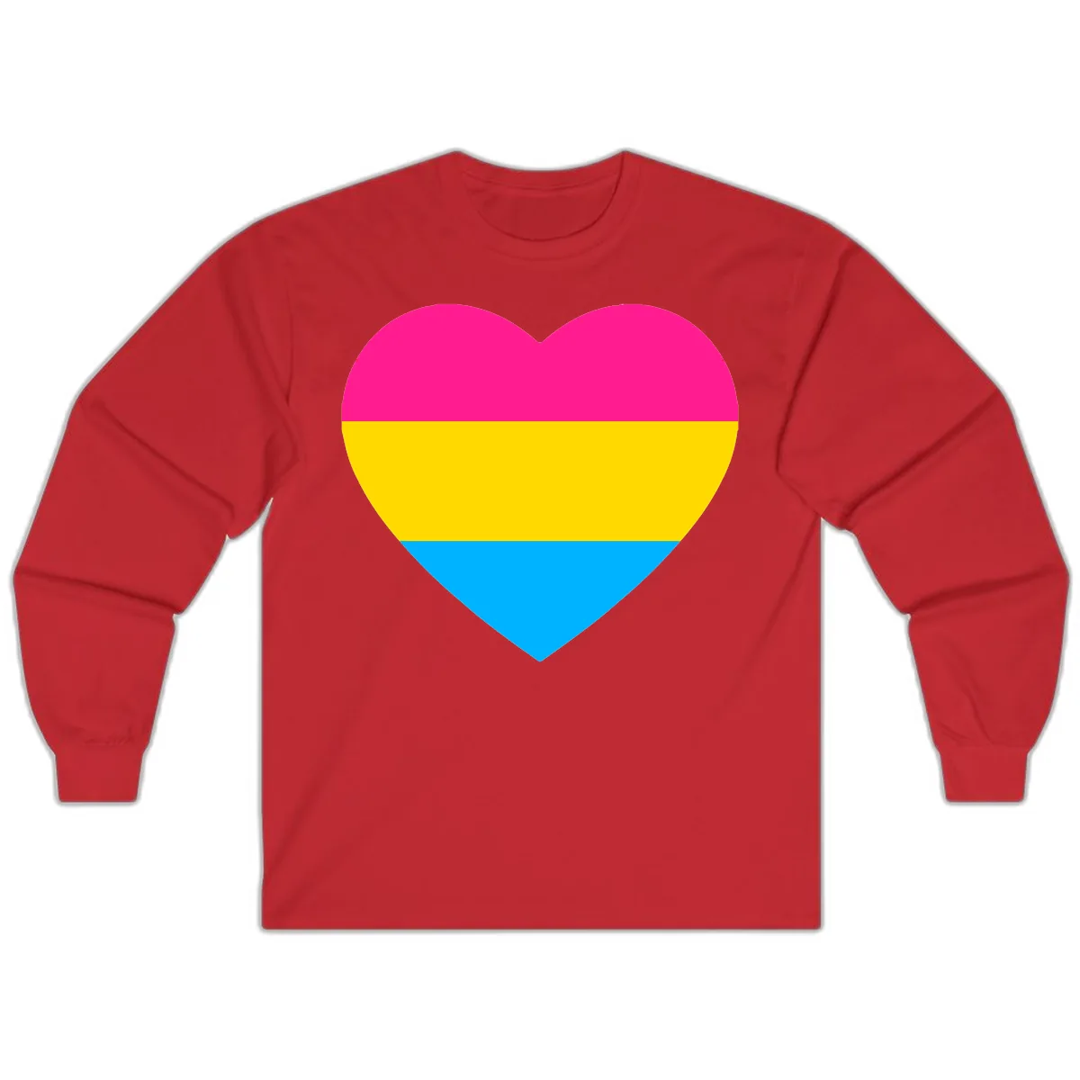 Pansexual Pride Heart Long Sleeve in Red