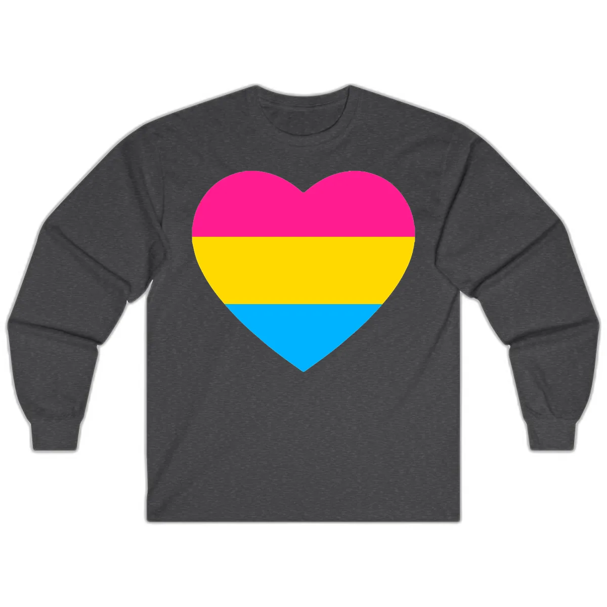 Pansexual Pride Heart Long Sleeve in Dark Heather