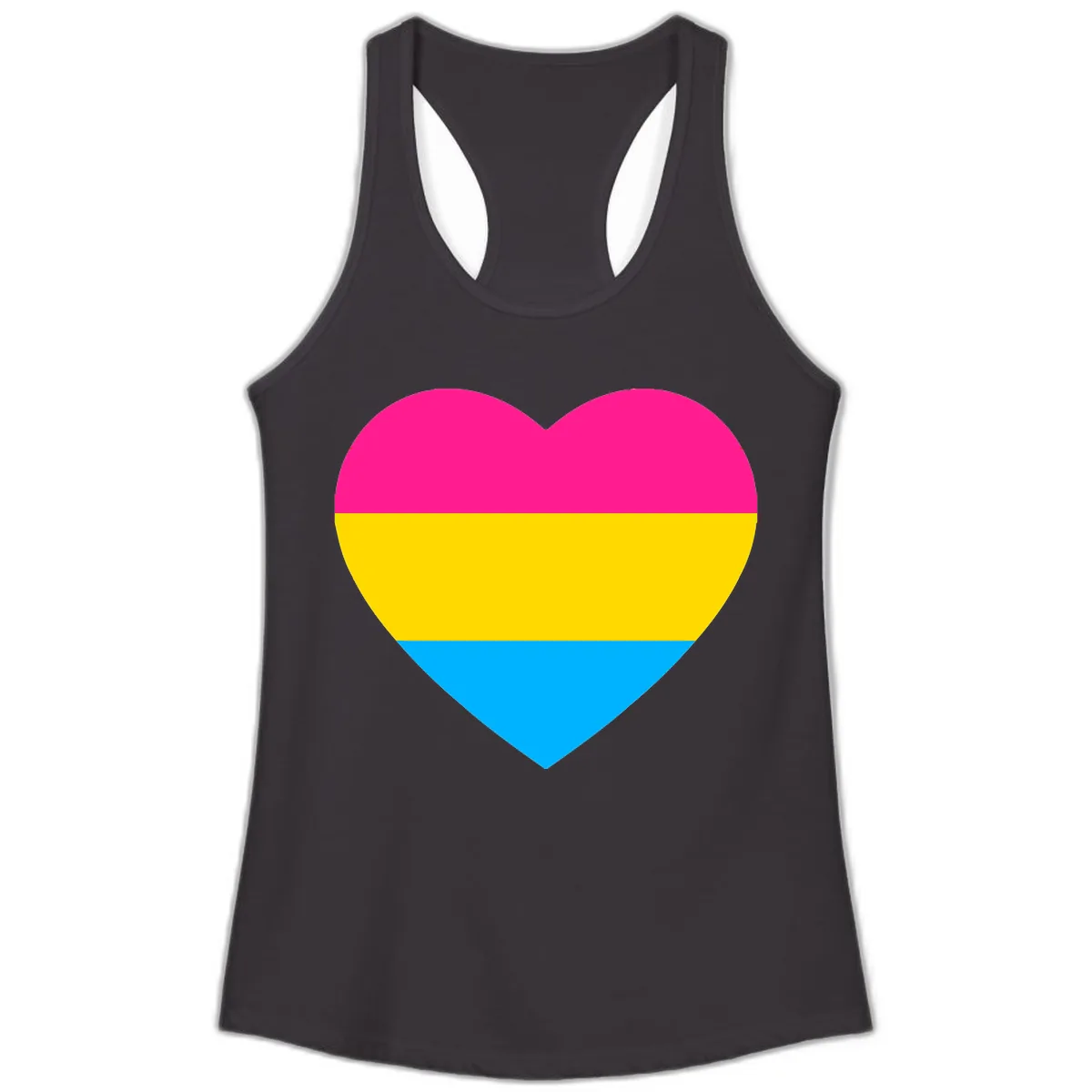 Pansexual Pride Heart Ladies Tank in Black
