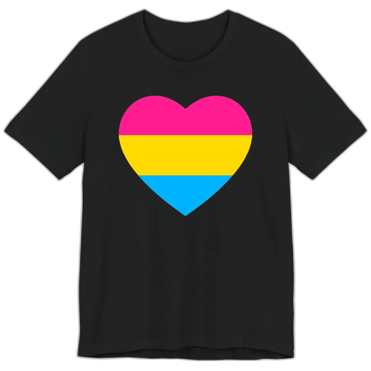 Pansexual Pride Heart Premium T-Shirt in Black