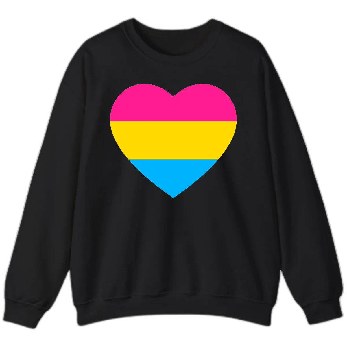 Pansexual Pride Heart Sweatshirt in Black
