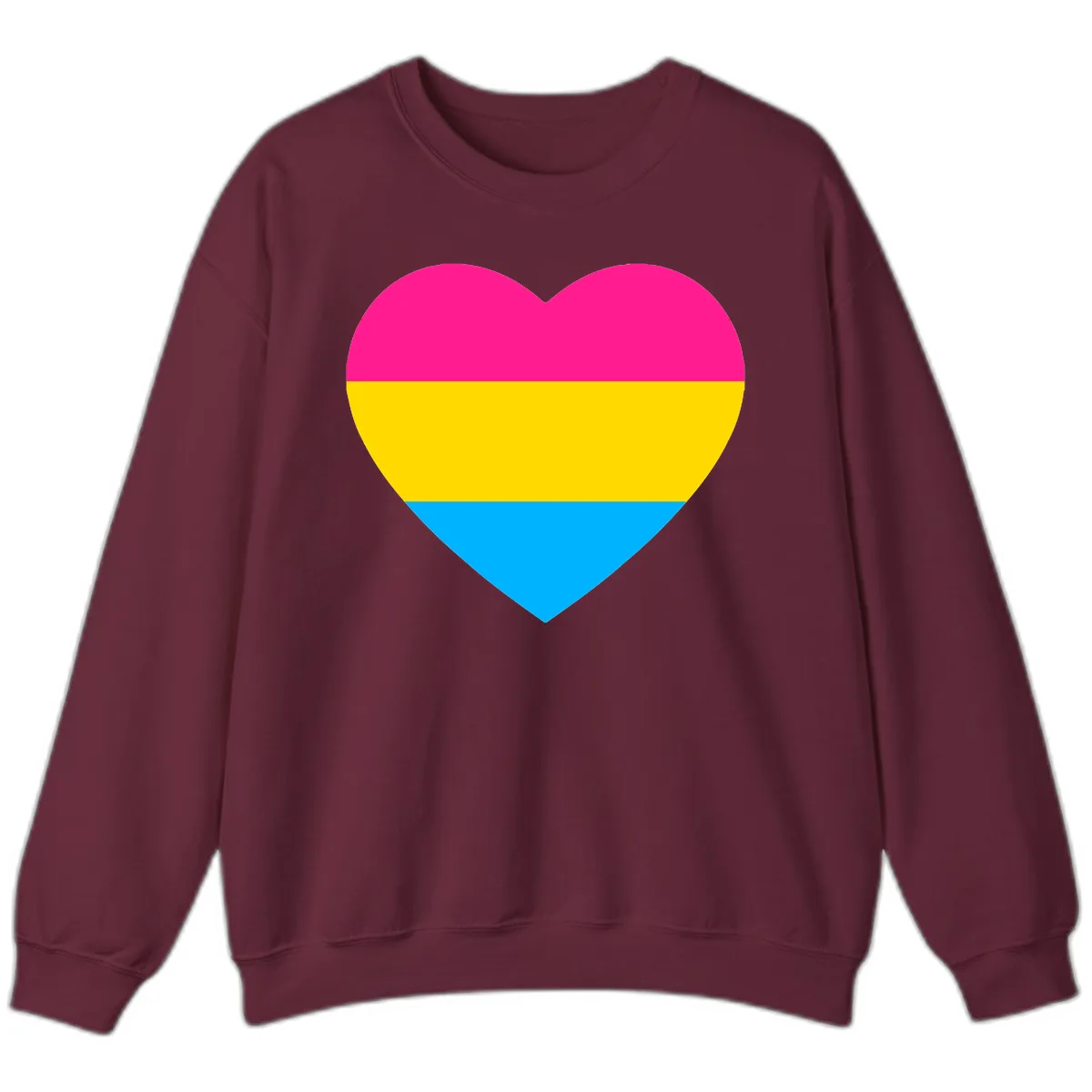 Pansexual Pride Heart Sweatshirt in Maroon