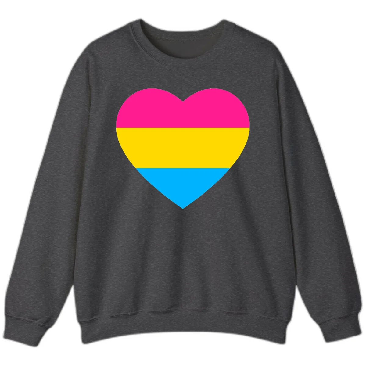 Pansexual Pride Heart Sweatshirt in Dark Heather