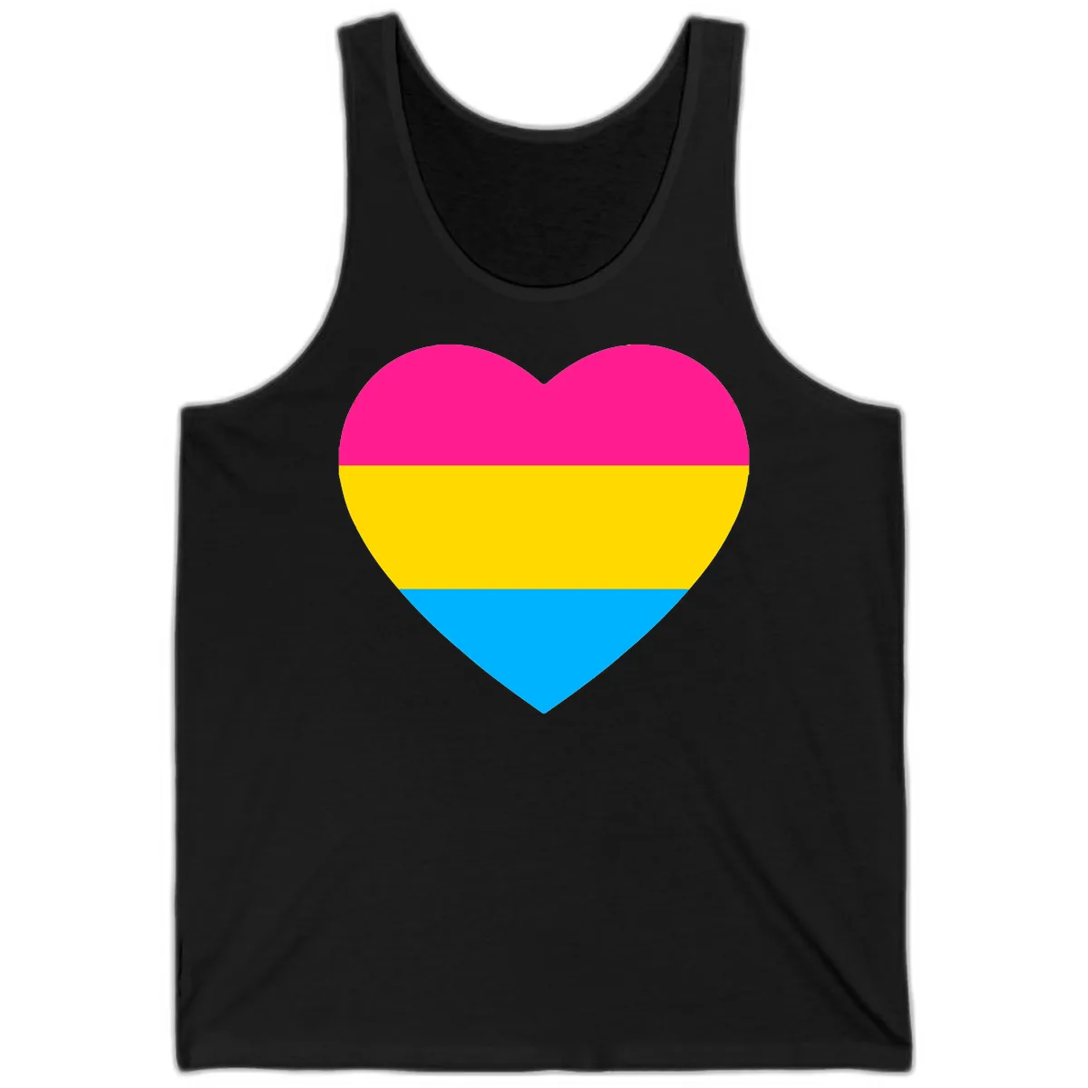 Pansexual Pride Heart Tank in Black