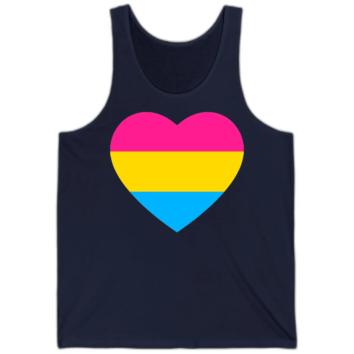 Pansexual Pride Heart Tank in Navy