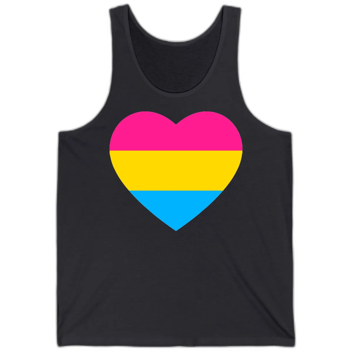 Pansexual Pride Heart Tank in Dark Grey