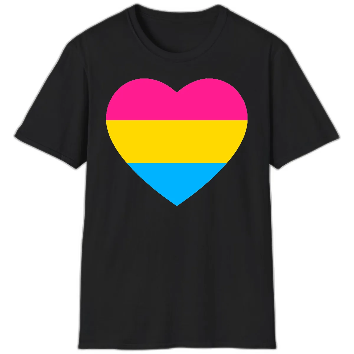 Pansexual Pride Heart T-Shirt in Black