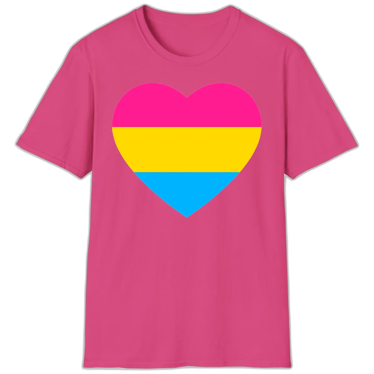 Pansexual Pride Heart T-Shirt in Heliconia