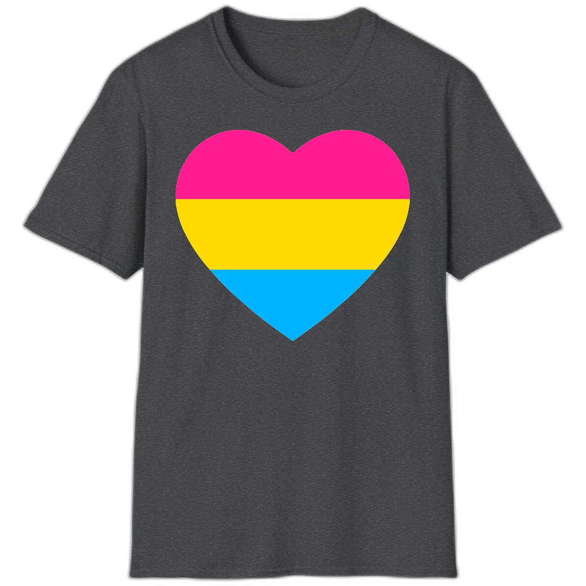 Pansexual Pride Heart T-Shirt in Dark Heather