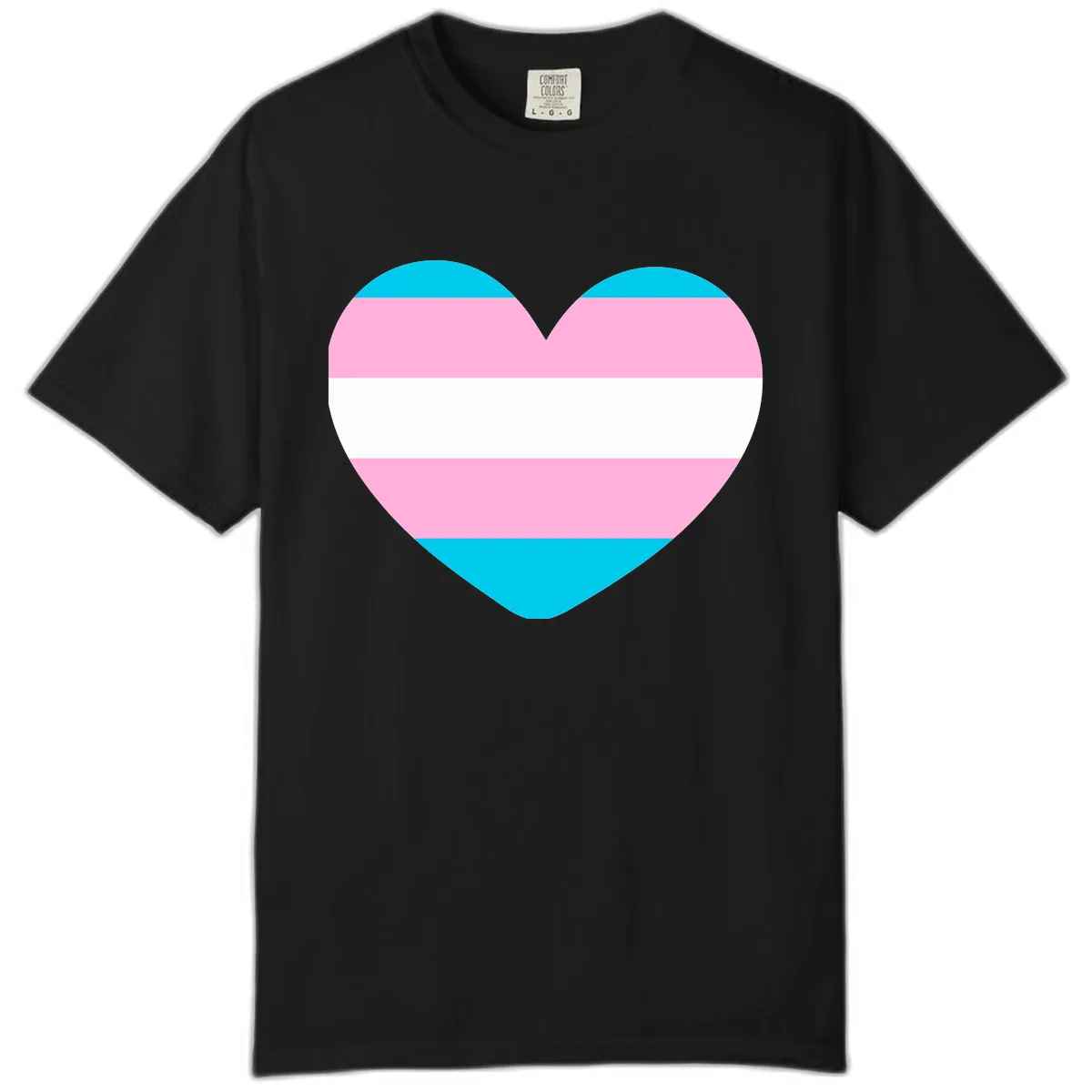 Transgender Pride Heart Comfort Color in Black