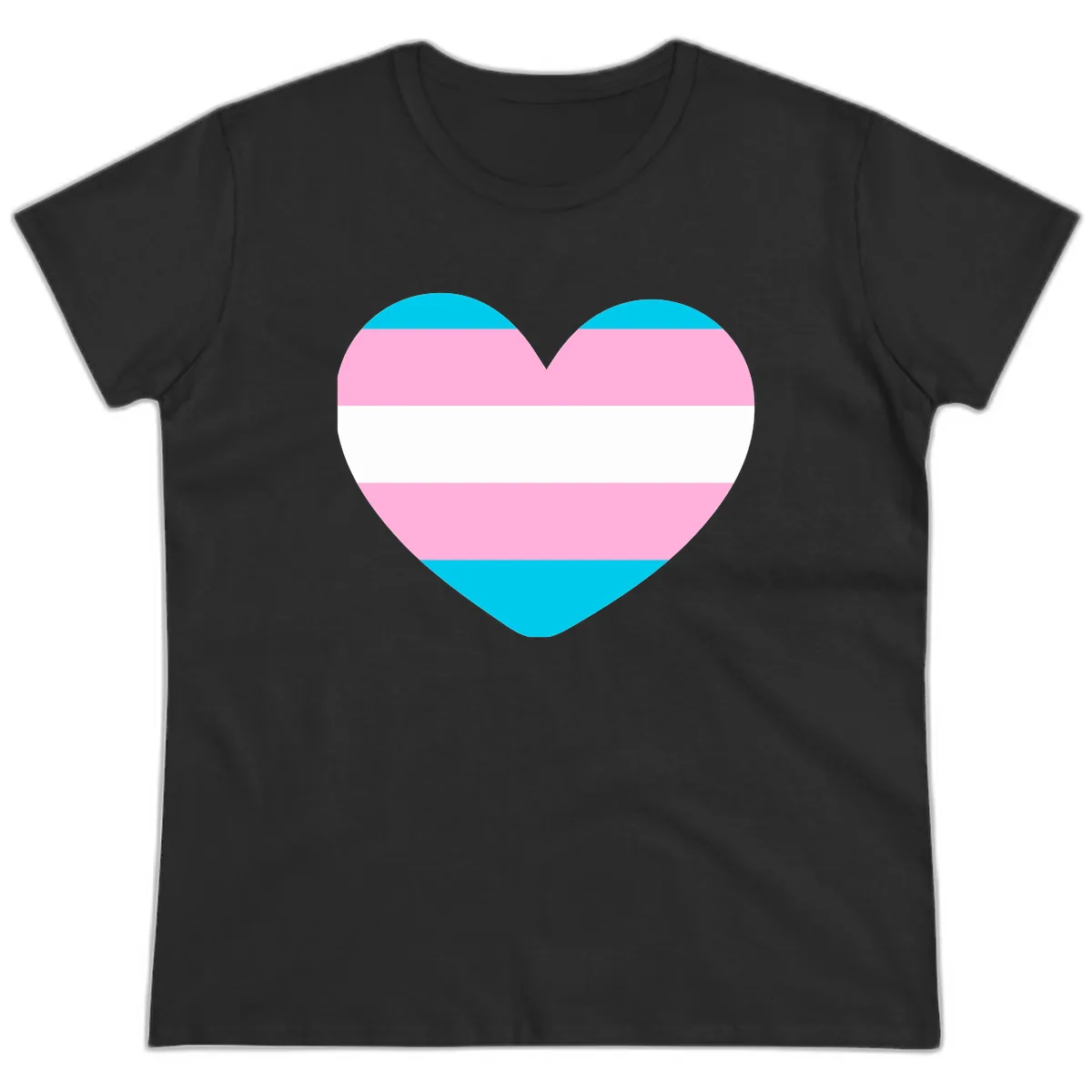 Transgender Pride Heart Ladies Tee in Black
