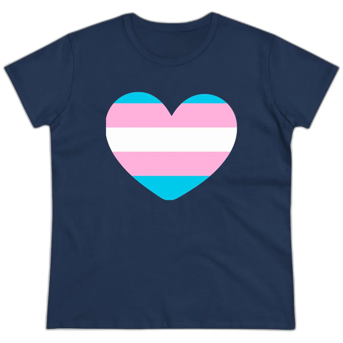 Transgender Pride Heart Ladies Tee in Navy