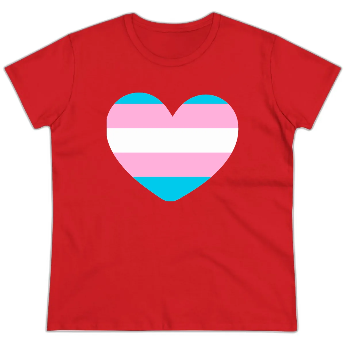 Transgender Pride Heart Ladies Tee in Red