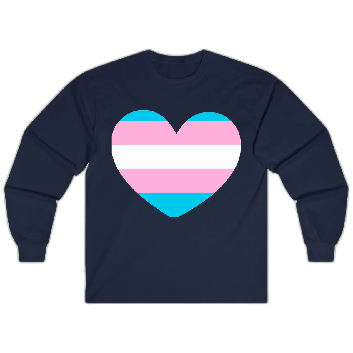 Transgender Pride Heart Long Sleeve in Navy