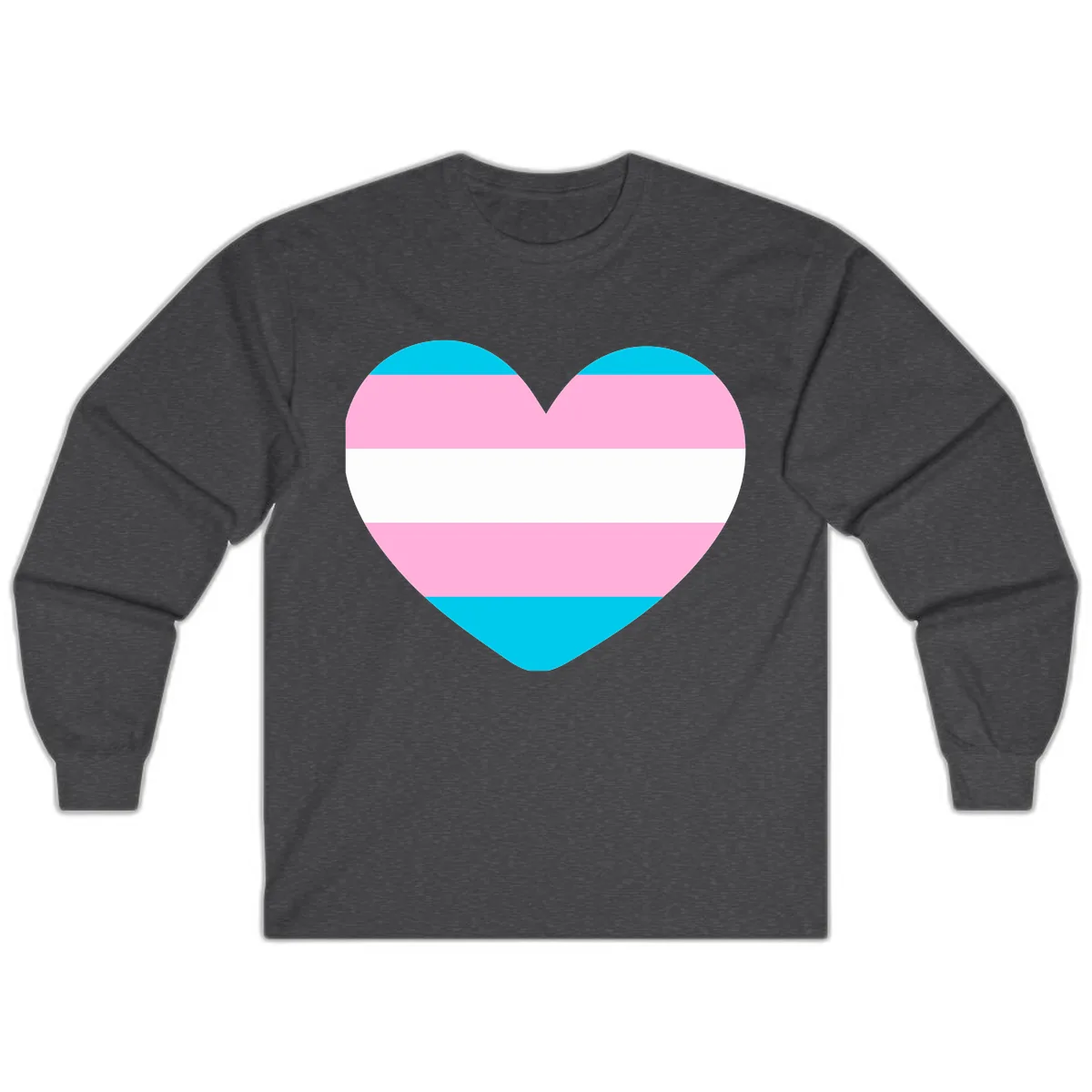 Transgender Pride Heart Long Sleeve in Dark Heather