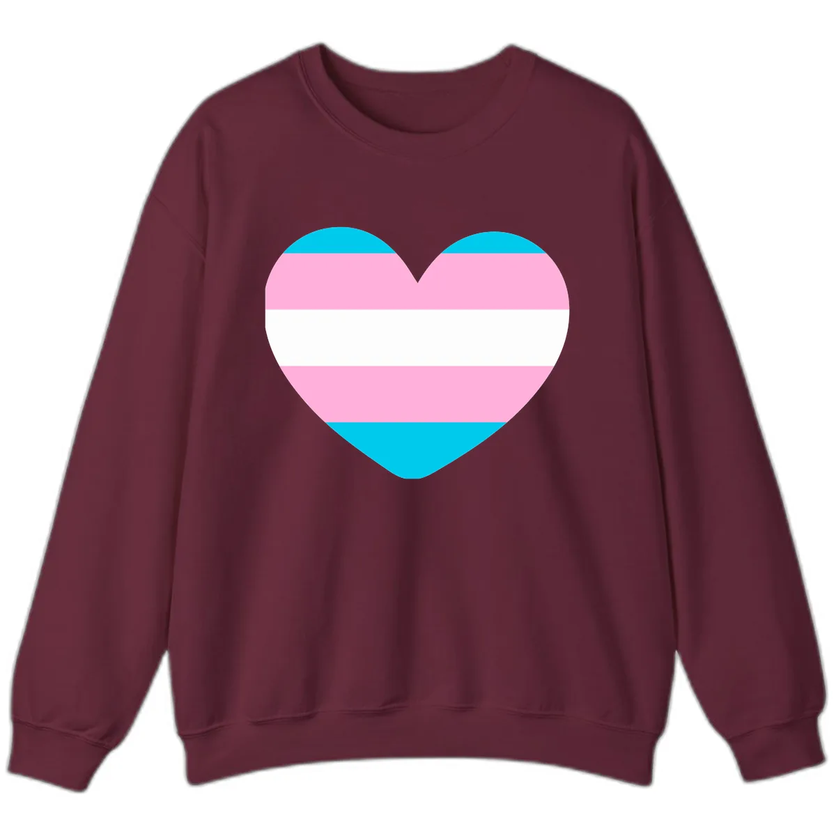 Transgender Pride Heart Sweatshirt in Maroon