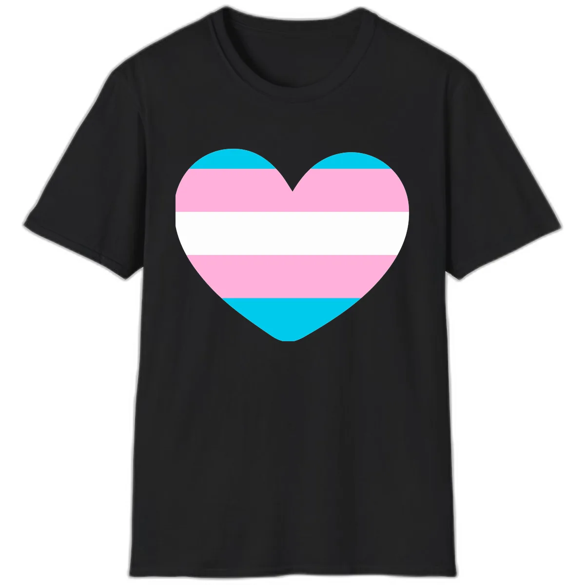 Transgender Pride Heart T-Shirt in Black