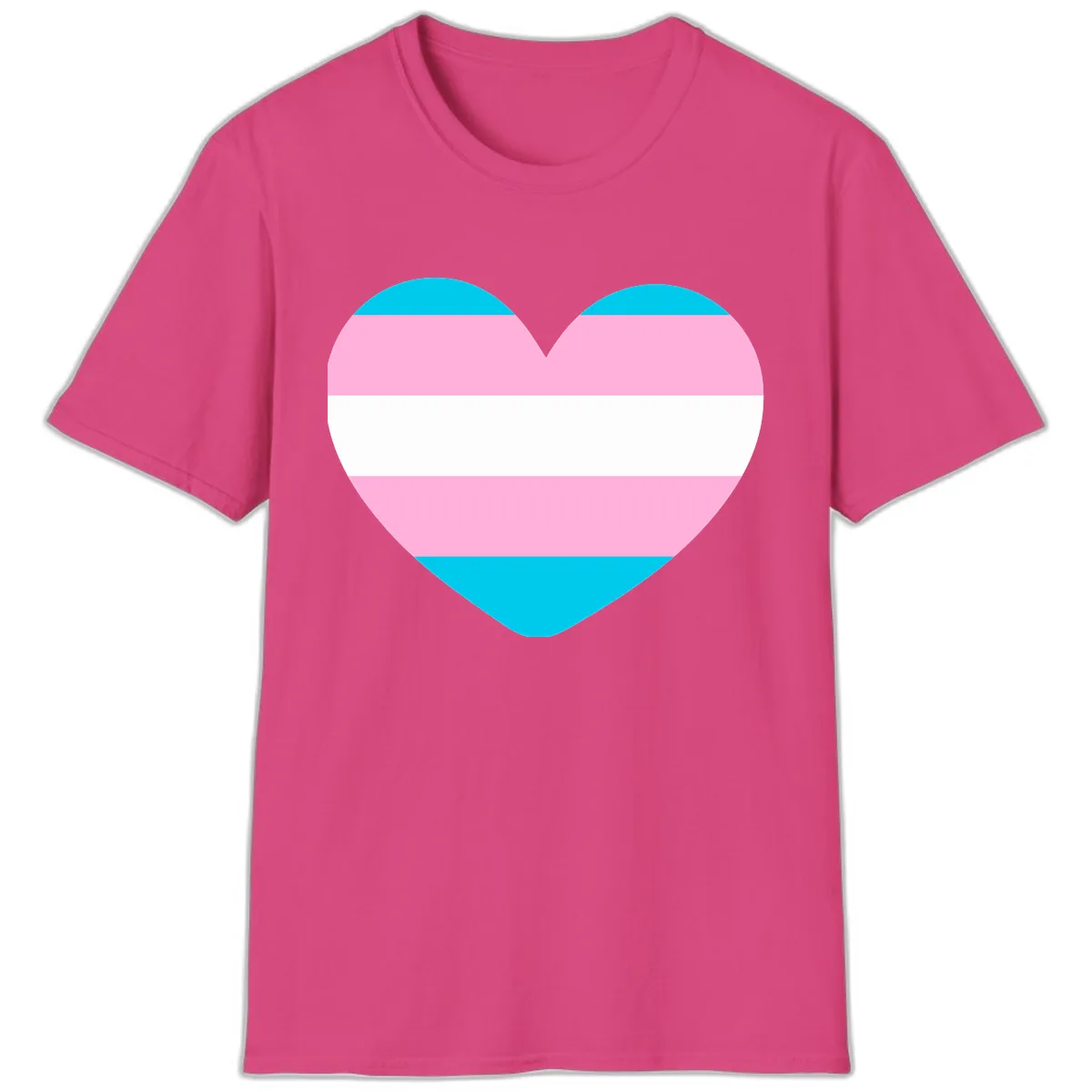 Transgender Pride Heart T-Shirt in Heliconia