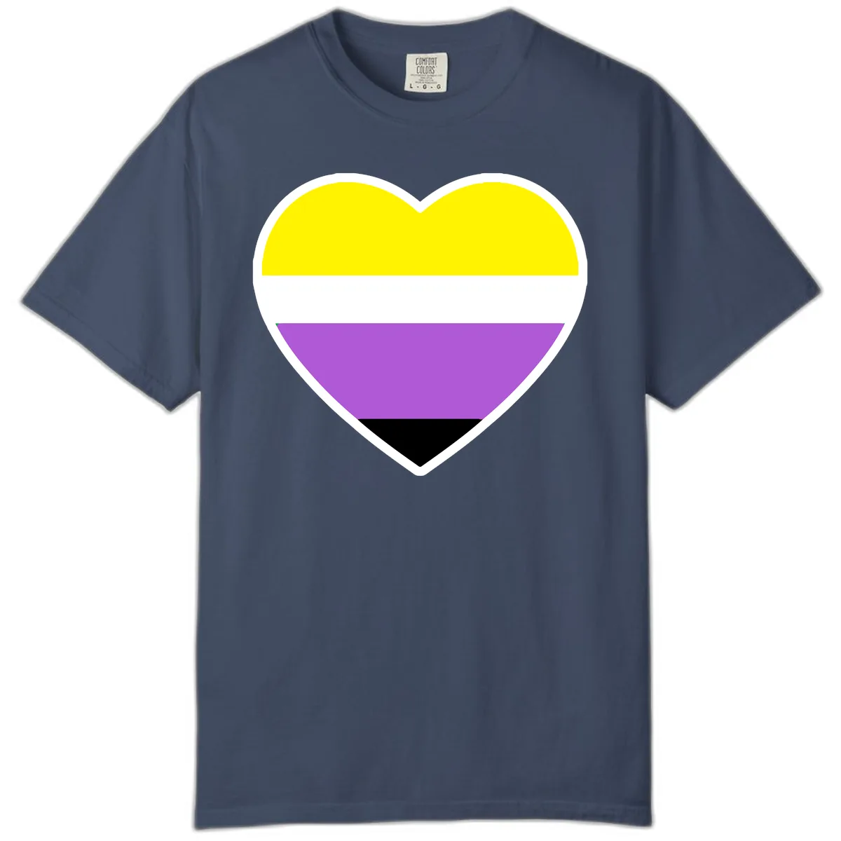 Nonbinary Pride Heart Flag Comfort Color in Midnight