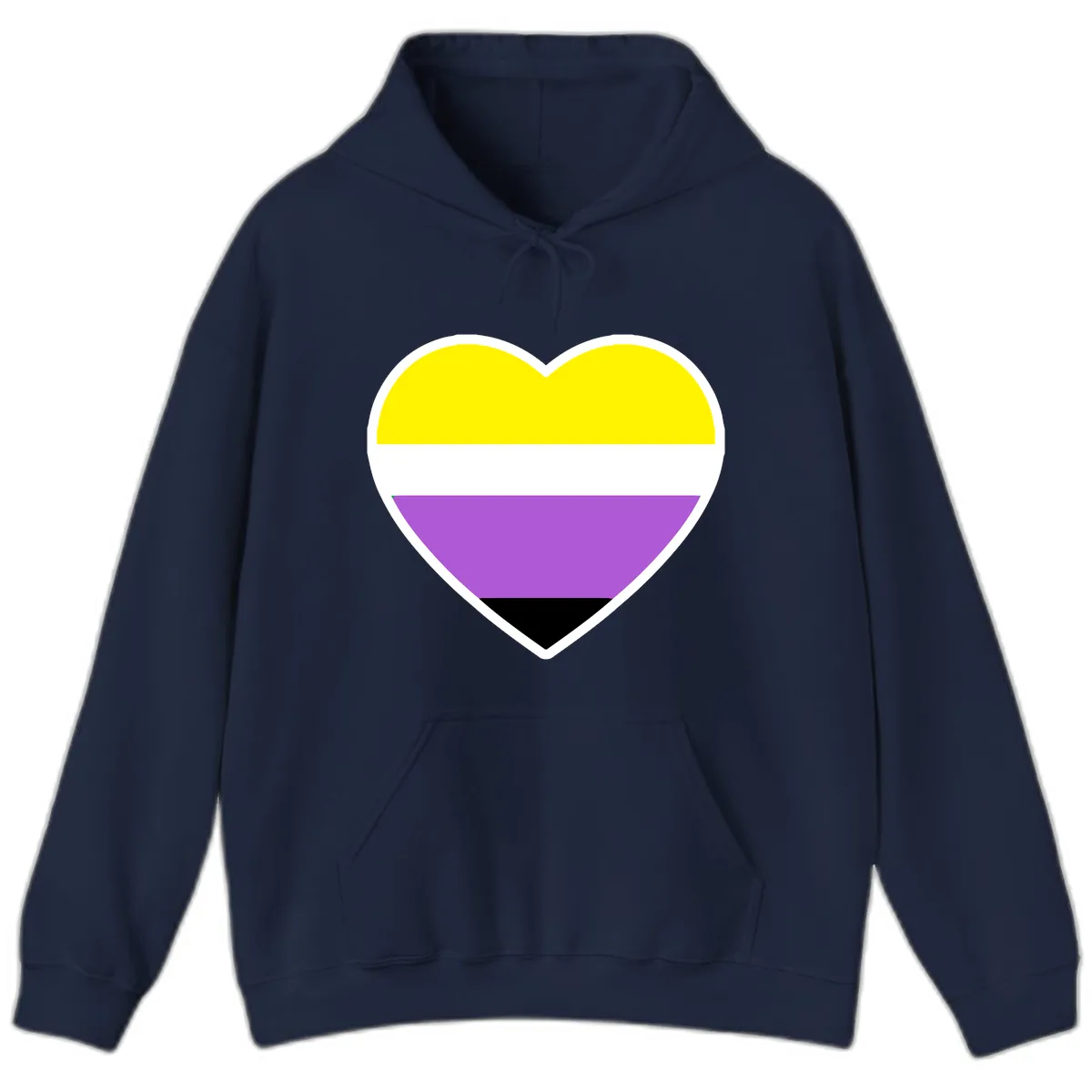 Nonbinary Pride Heart Flag Hoodie in Navy