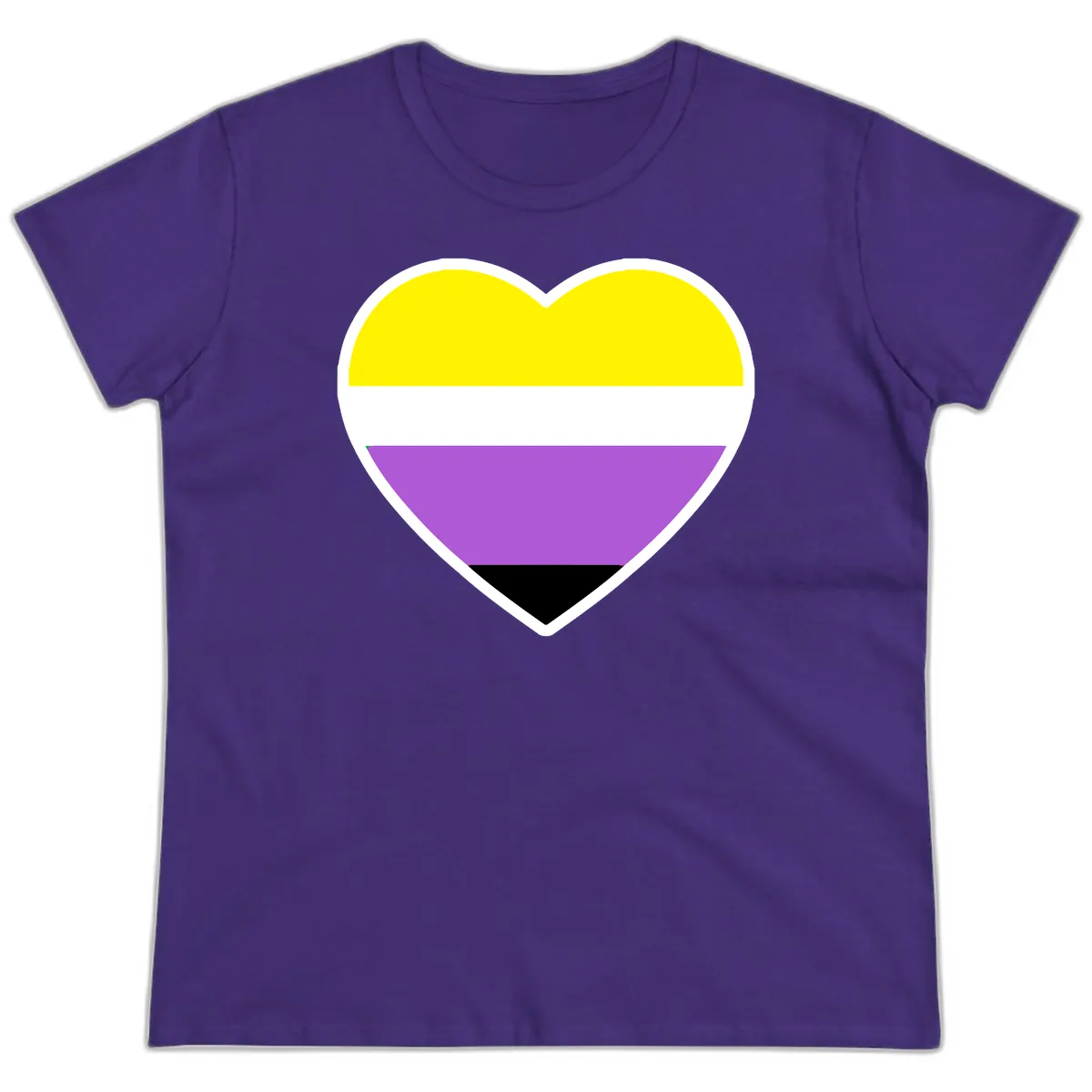 Nonbinary Pride Heart Flag Ladies Tee in Purple