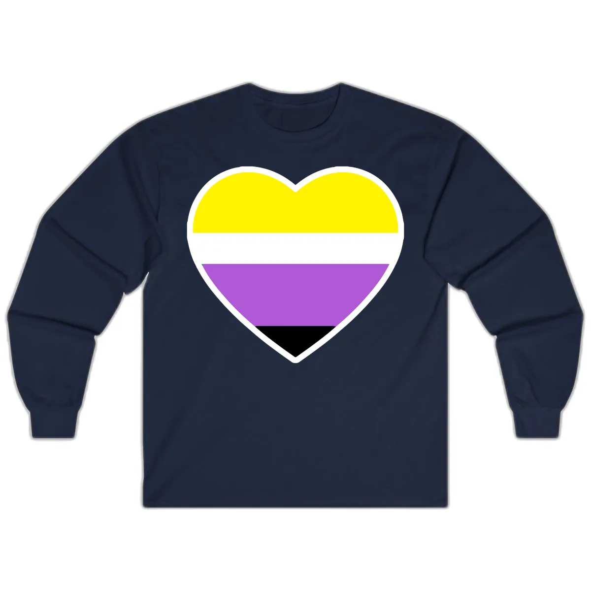 Nonbinary Pride Heart Flag Long Sleeve in Navy