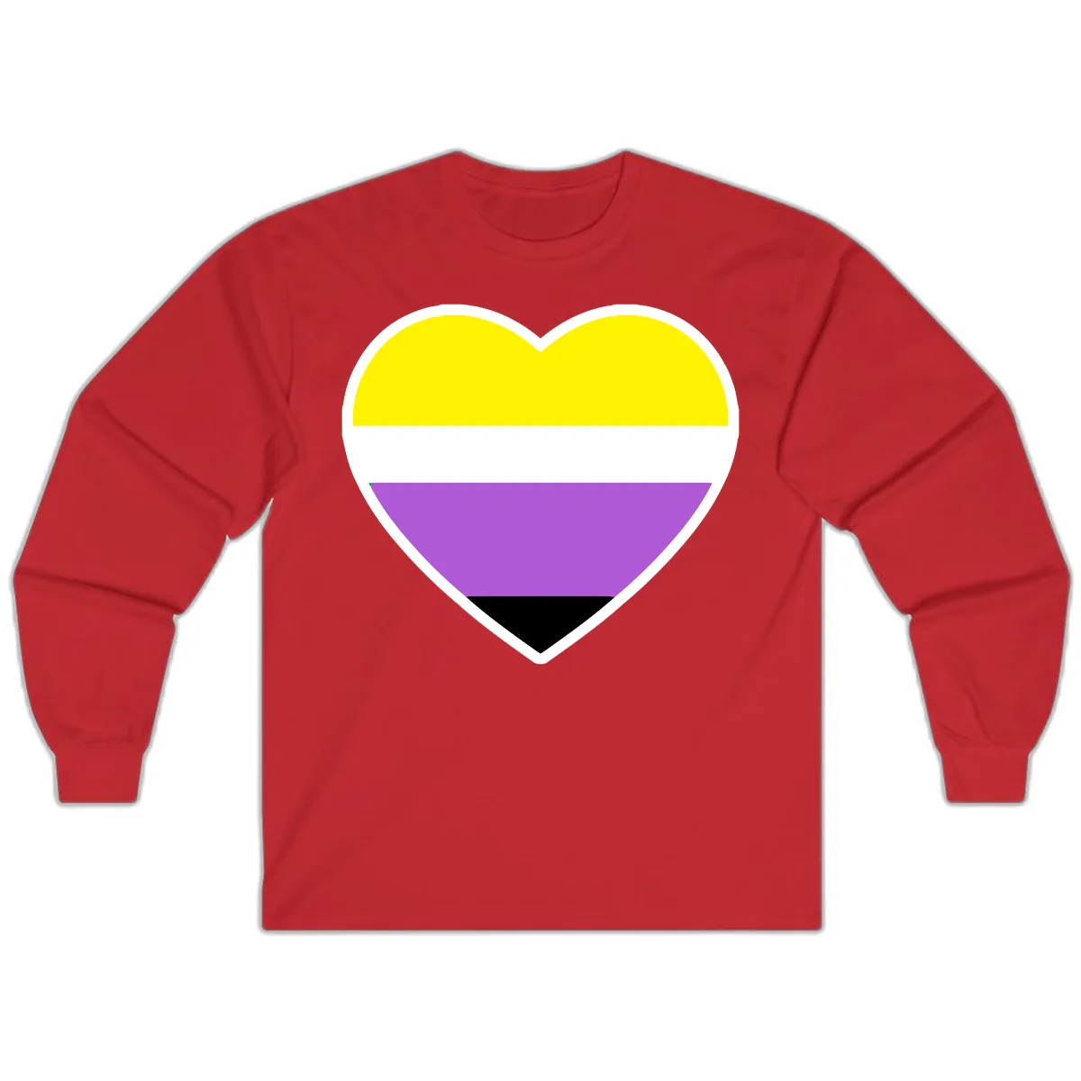 Nonbinary Pride Heart Flag Long Sleeve in Red
