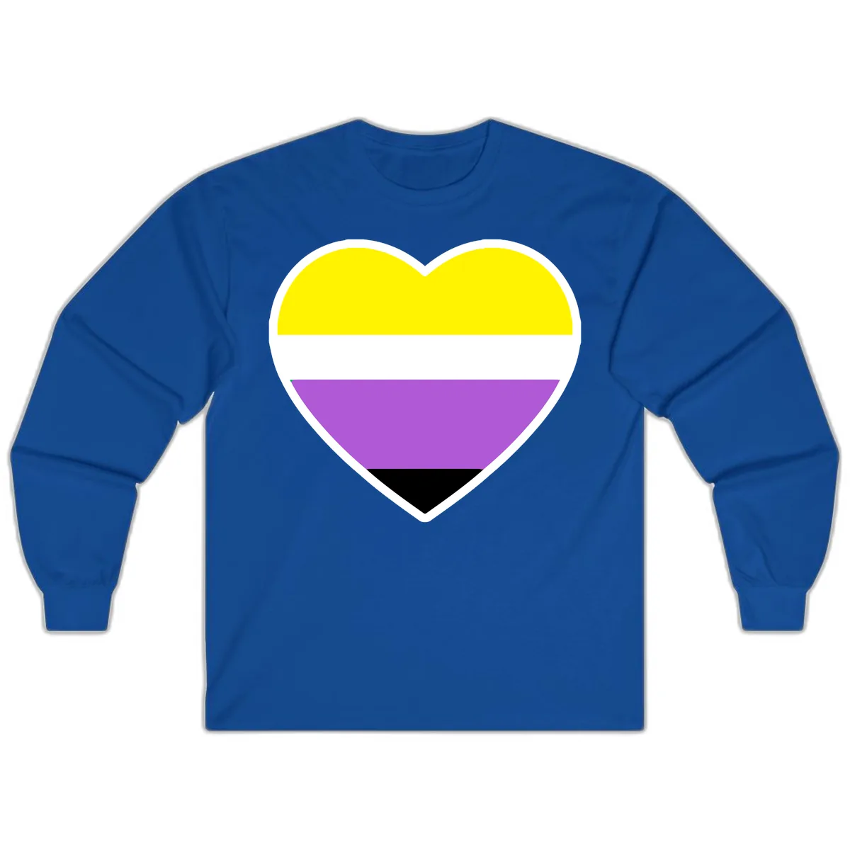 Nonbinary Pride Heart Flag Long Sleeve in Royal