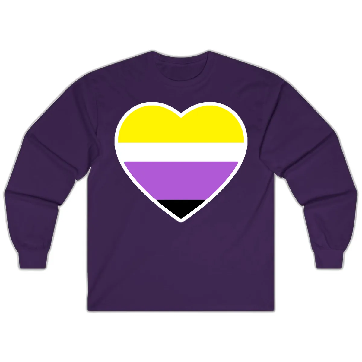 Nonbinary Pride Heart Flag Long Sleeve in Purple