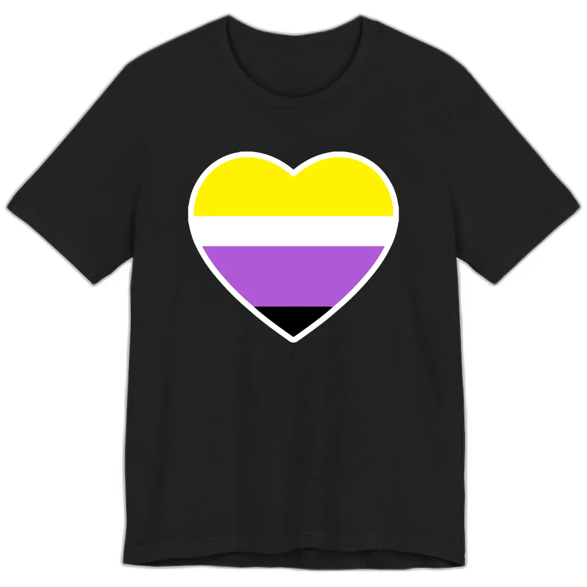 Nonbinary Pride Heart Flag Premium T-Shirt in Black