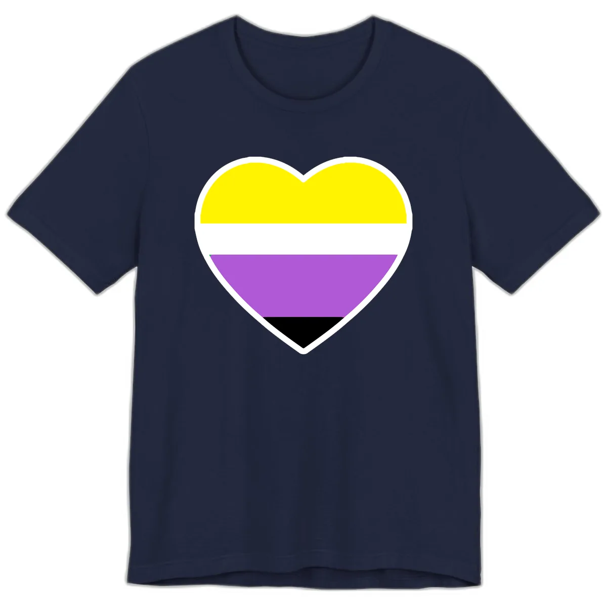 Nonbinary Pride Heart Flag Premium T-Shirt in Navy
