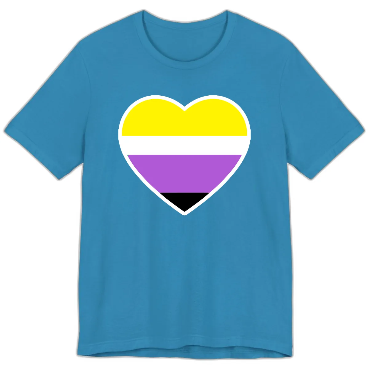Nonbinary Pride Heart Flag Premium T-Shirt in Aqua