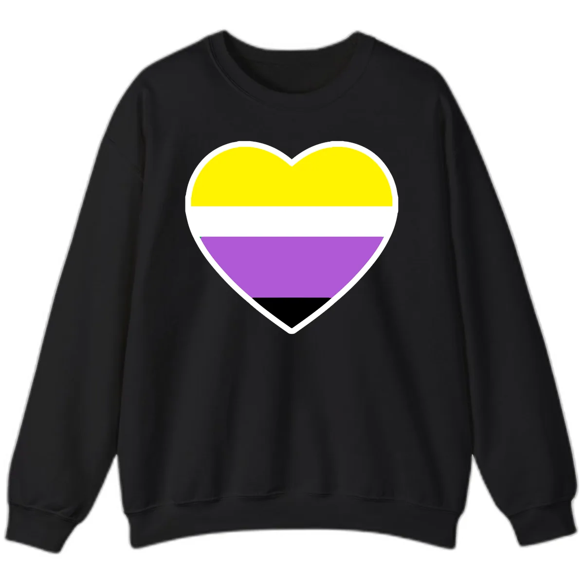 Nonbinary Pride Heart Flag Sweatshirt in Black