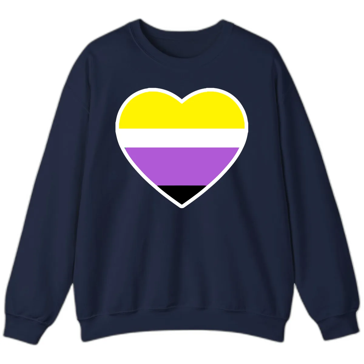 Nonbinary Pride Heart Flag Sweatshirt in Navy