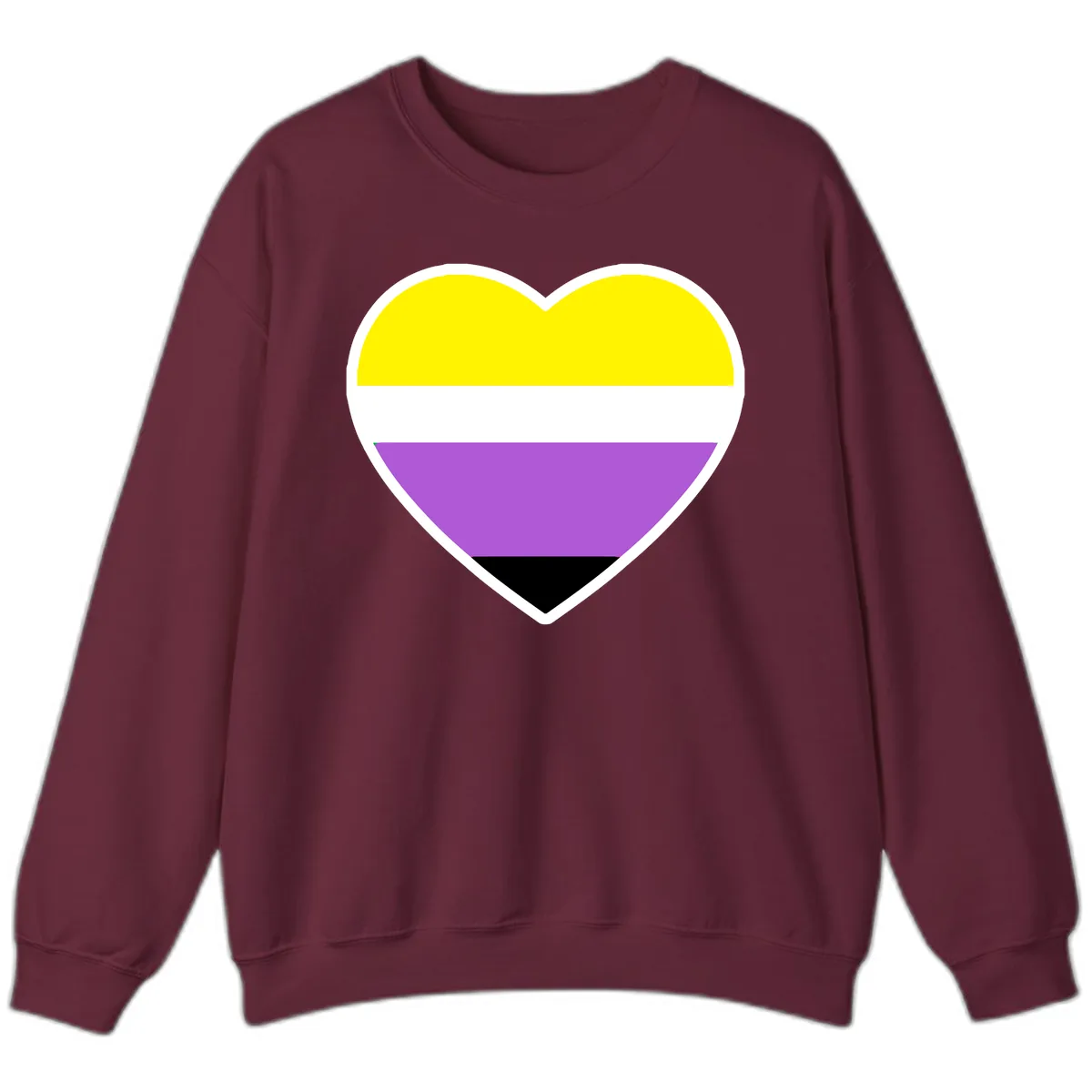 Nonbinary Pride Heart Flag Sweatshirt in Maroon