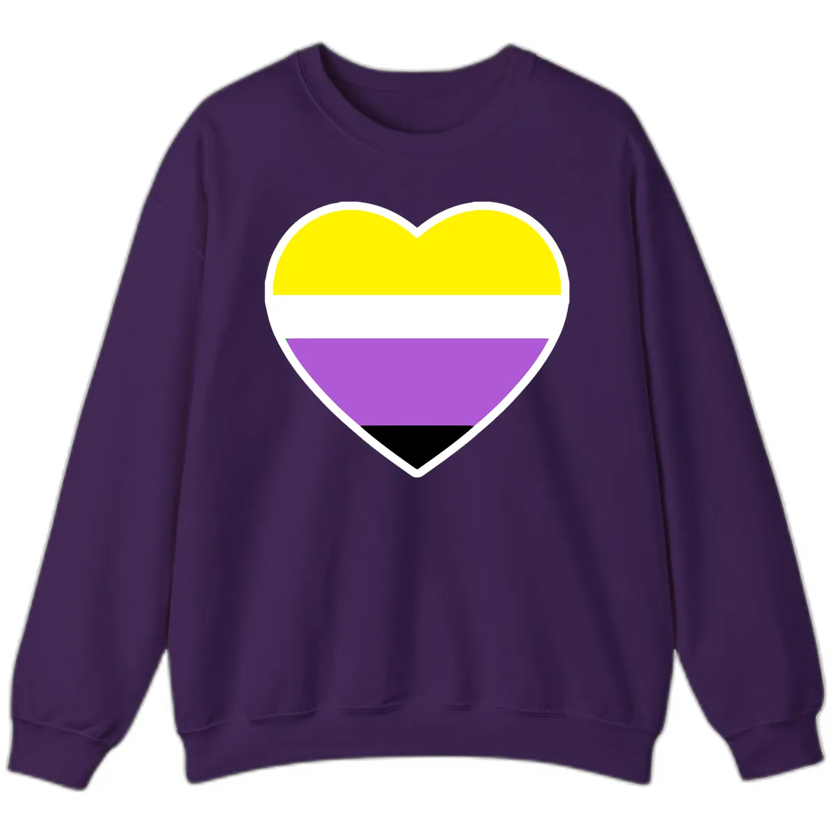 Nonbinary Pride Heart Flag Sweatshirt in Purple