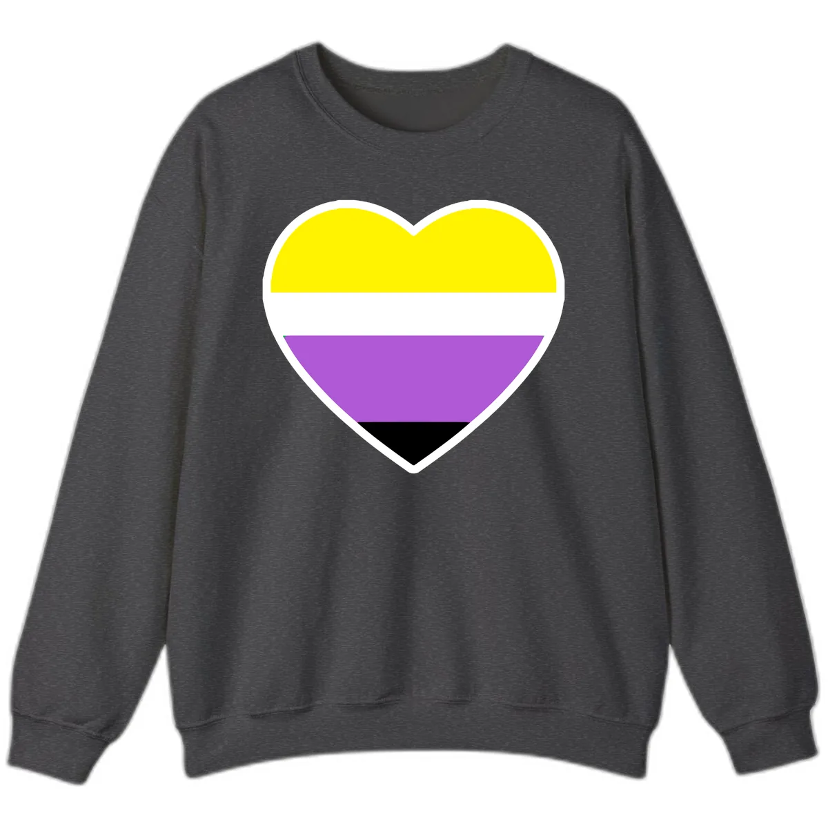 Nonbinary Pride Heart Flag Sweatshirt in Dark Heather