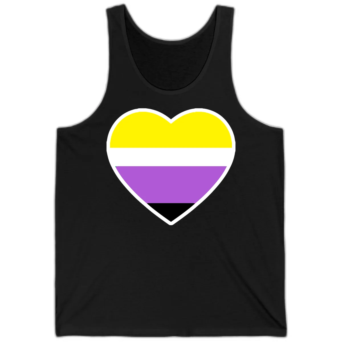 Nonbinary Pride Heart Flag Tank in Black