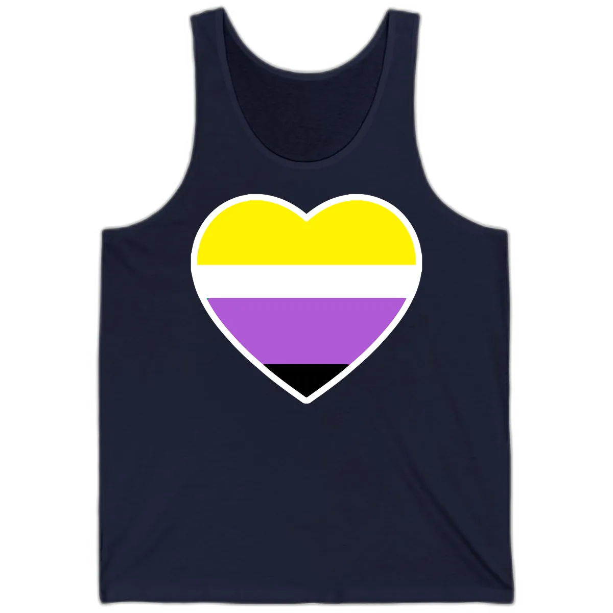 Nonbinary Pride Heart Flag Tank in Navy