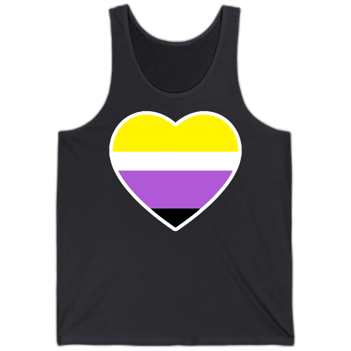 Nonbinary Pride Heart Flag Tank in Dark Grey
